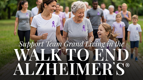 Team Grand Living participating in the Walk to End Alzheimer’s on October 10, 2026.