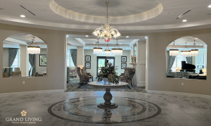 Grand Living at Wellen Park inviting lobby into the Grand Lounge.